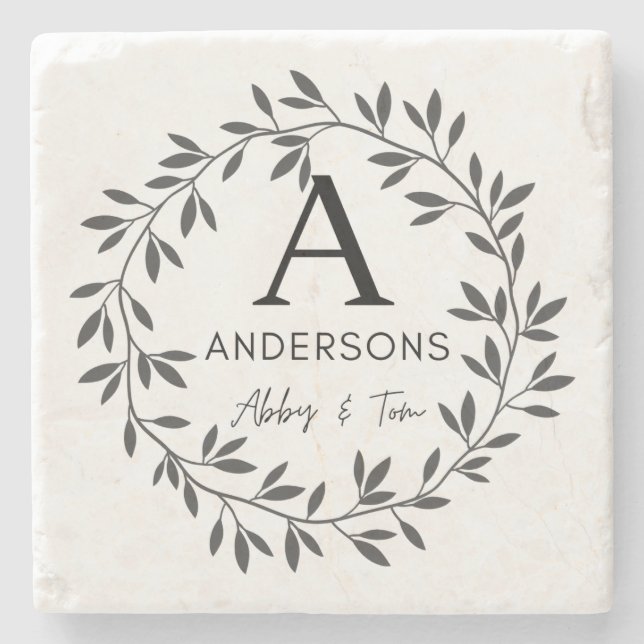 Custom Family Name Stone Coaster (Front)