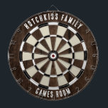 Custom Family Name Unique Dartboard<br><div class="desc">Elevate your game nights with our custom family wood effect dartboard, designed to bring a personal touch to your home. This unique dartboard allows you to proudly display your family name and location, making it not just a game but a cherished family heirloom. Ideal for gatherings, backyard parties, or simply...</div>