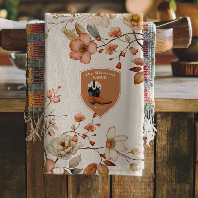 Custom Family Name Western Ranch Tea Towel (Creator Uploaded)