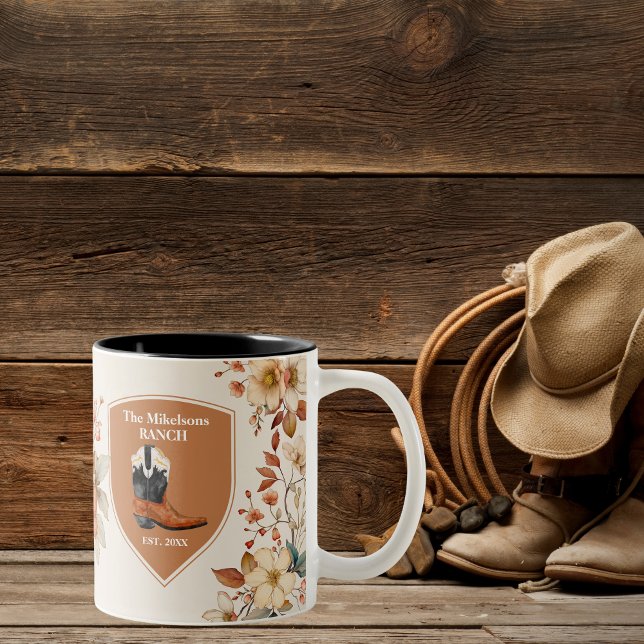 Custom Family Name Western Ranch Two-Tone Coffee Mug (Creator Uploaded)