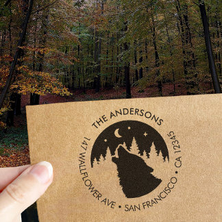 Custom Family Name Wolf Moon Return Wood Art Stamp