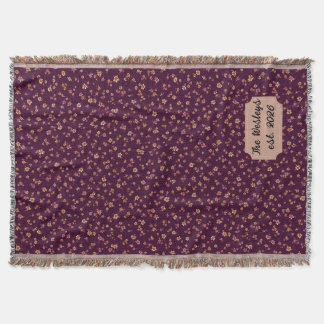 Custom Family Name Woven Blanket Plum Wildflowers