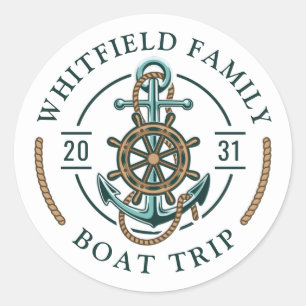 Custom Family Nautical Boat Trip Reunion Vacation Classic Round Sticker
