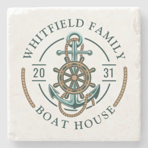Custom Family Nautical Boat Trip Reunion Vacation Stone Coaster