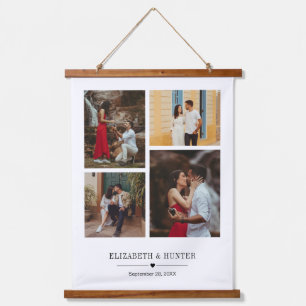 Custom Family or Wedding Couple 4 Photo Collage Hanging Tapestry