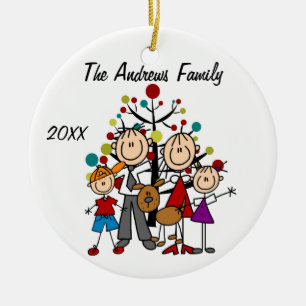 Custom Family Parents, Boy, Girl, Dog Ornament