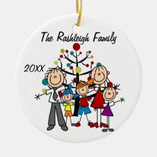 Custom Family Parents, Two Boys, Girl Ornament