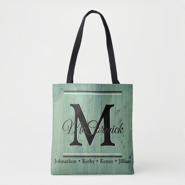 Custom Family Personalised Canvas Fabric Tote Bag (Front)