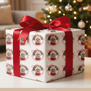 Custom Family Pet Photo Merry Christmas Wrapping Paper