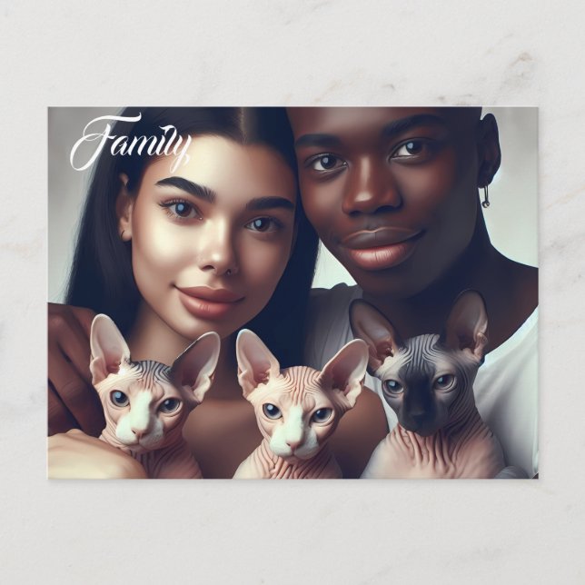Custom Family Pet Photo Sphynx Cat Postcard (Front)