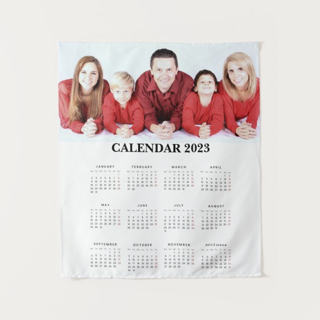 Custom Family Photo 2023 Calendar Tapestry (Front)