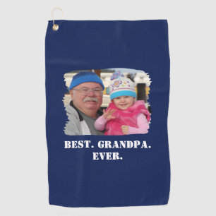 Custom Family Photo Abuelo Nonno Best Grandpa Ever Golf Towel