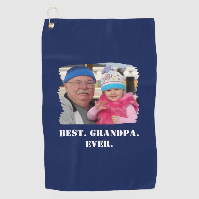 Custom Family Photo Abuelo Nonno Best Grandpa Ever Golf Towel (Front)
