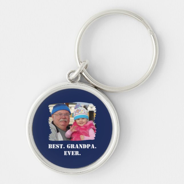 Custom Family Photo Abuelo Nonno Best Grandpa Ever Key Ring (Front)