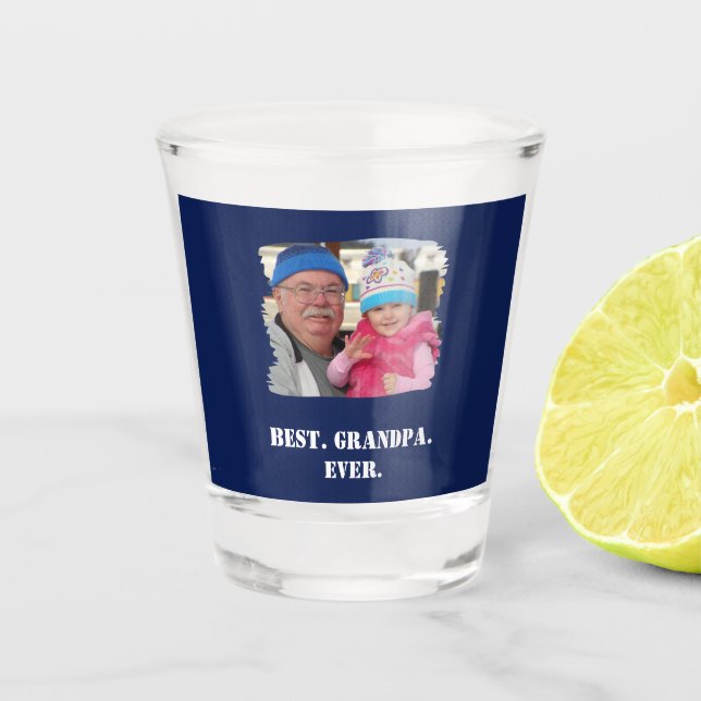 Custom Family Photo Abuelo Nonno Best Grandpa Ever Shot Glass (Front)