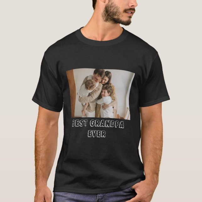 Custom Family Photo Best Grandpa Ever T-Shirt (Front)