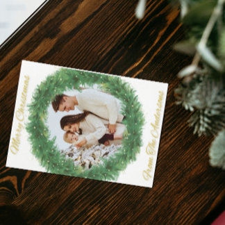 Custom Family Photo Christmas Card | Wreath Design