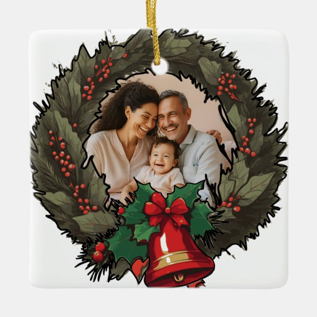 Custom Family Photo Christmas Ornament (Front)