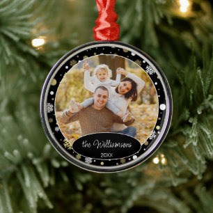 Custom Family Photo Christmas Personalised 2023 Metal Ornament
