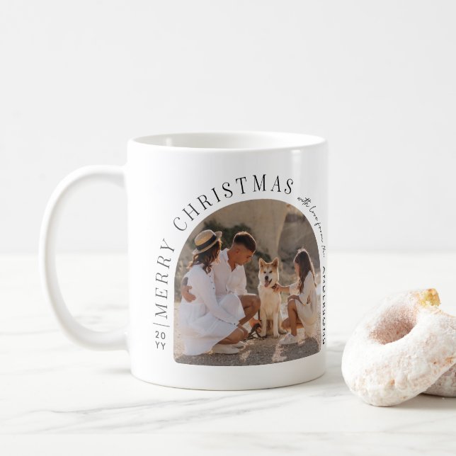 Custom Family Photo Christmas Snow Globe |  Coffee Mug (With Donut)