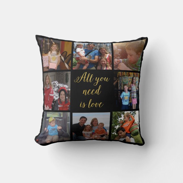 Custom family photo collage All You Need Is Love Cushion (Front)