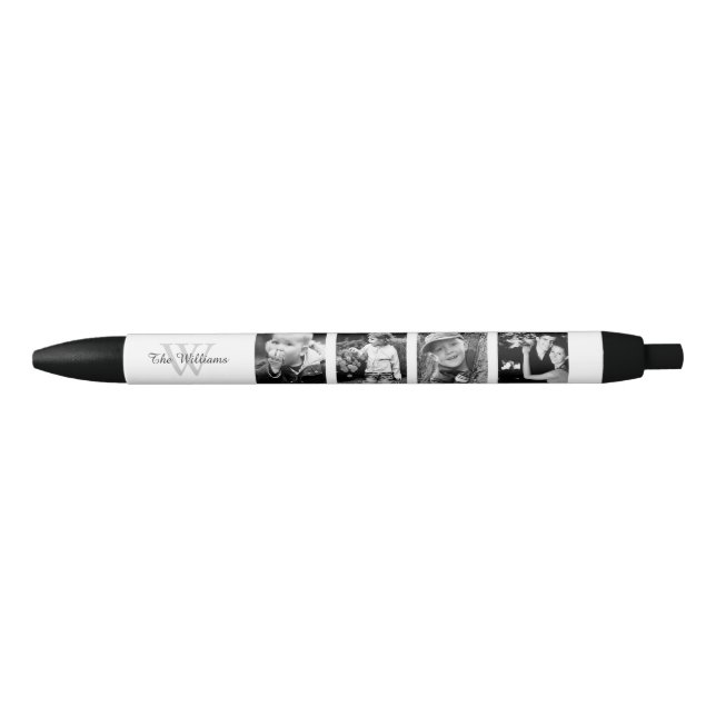 Custom Family Photo Collage Black Ink Pen (Front)
