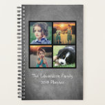 Custom family photo collage chalkboard personal planner<br><div class="desc">Modern custom family photo collage,  on chalkboard background,  planner.
You can personalise it and add your own photos at the front and your own text.</div>