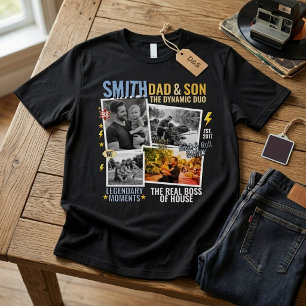 Custom Family Photo Collage Dad and Son T-Shirt