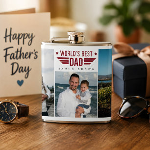 Custom Family Photo Collage Flask 3 Photos & Text