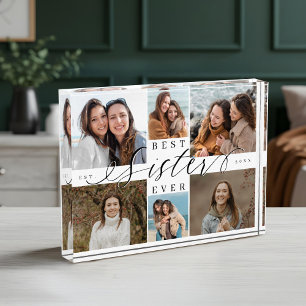 Custom Family Photo Collage Gift Best Sister Ever Block