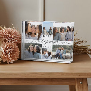 Custom Family Photo Collage Gift Best Stepmom Ever Block