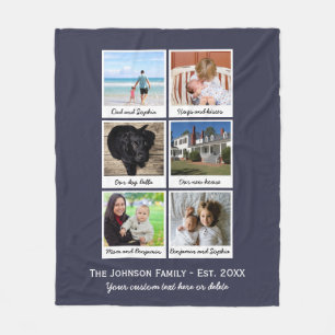 Custom Family Photo Collage Home Established Fleece Blanket