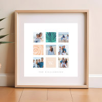 Custom Family Photo Collage Monogram Beach Theme