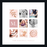 Custom Family Photo Collage Monogram Floral Theme Poster<br><div class="desc">Our modern and minimal photo grid collage poster is perfect to display your special family photo memories. The design features a 9 square grid layout with 5 squares to display your own special photo memories. The clean, white minimal layout is perfect to complement any room decor. The collage features several...</div>