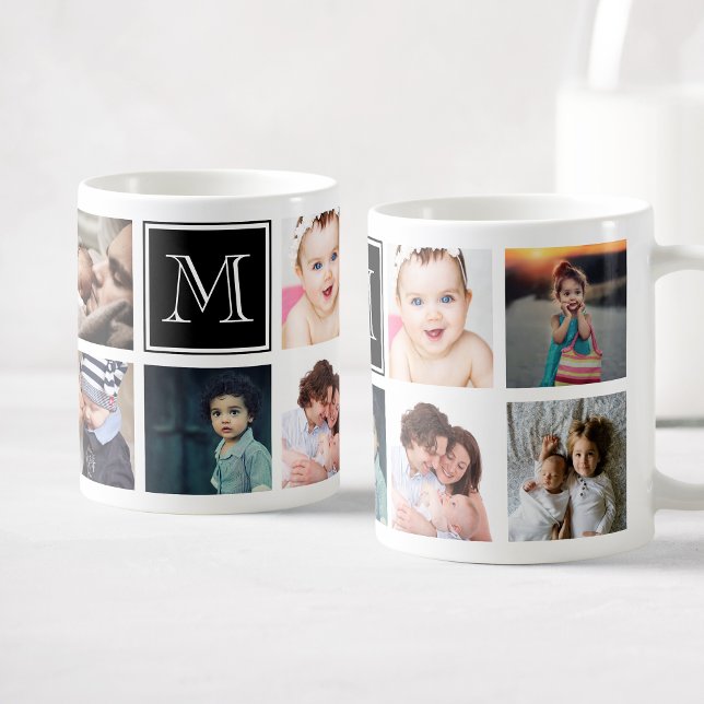 Custom Family Photo Collage Monogram Keepsake Coffee Mug (Creator Uploaded)