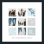 Custom Family Photo Collage Monogram Leaf Theme Poster<br><div class="desc">Our modern and minimal photo grid collage poster is perfect to display your special family photo memories. The design features a 9 square grid layout with 3 squares to display your own special photo memories. The clean, white minimal layout is perfect to complement any room decor. The collage features several...</div>