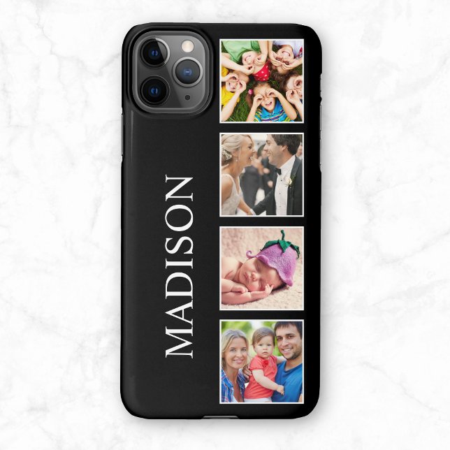 Custom Family Photo Collage Personalised Black iPhone Case (Creator Uploaded)