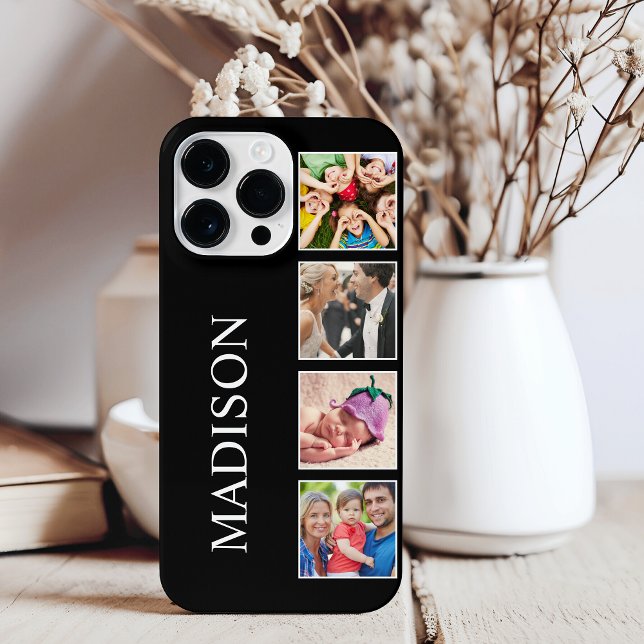 Custom Family Photo Collage Personalised Black iPhone Case (Creator Uploaded)