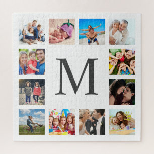 Custom Family Photo Collage Personalised Black Jigsaw Puzzle