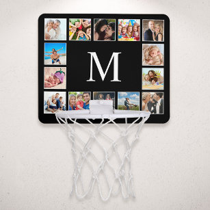 Custom Family Photo Collage Personalised Black Mini Basketball Hoop