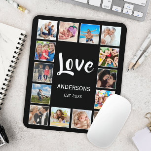 Custom Family Photo Collage Personalised Black Mouse Pad