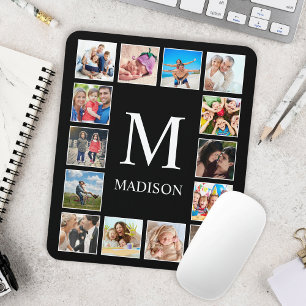 Custom Family Photo Collage Personalised Black Mouse Pad