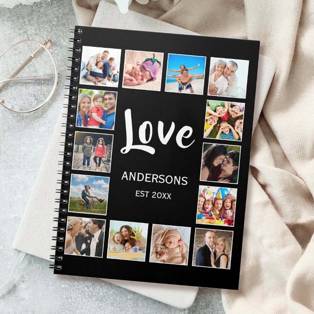 Custom Family Photo Collage Personalised Black Notebook (Creator Uploaded)