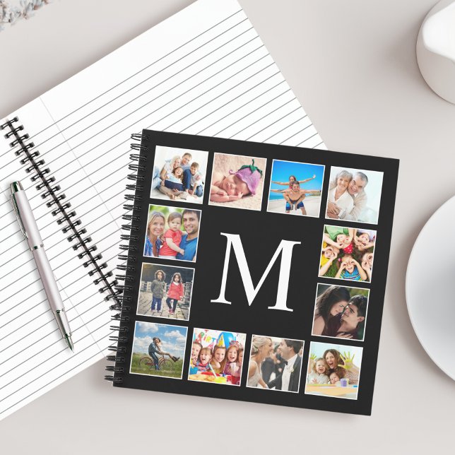 Custom Family Photo Collage Personalised Black Notebook (Creator Uploaded)
