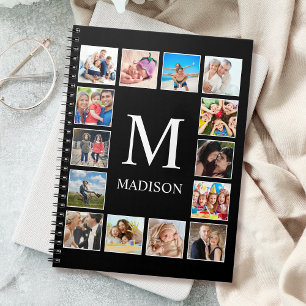 Custom Family Photo Collage Personalised Black Notebook