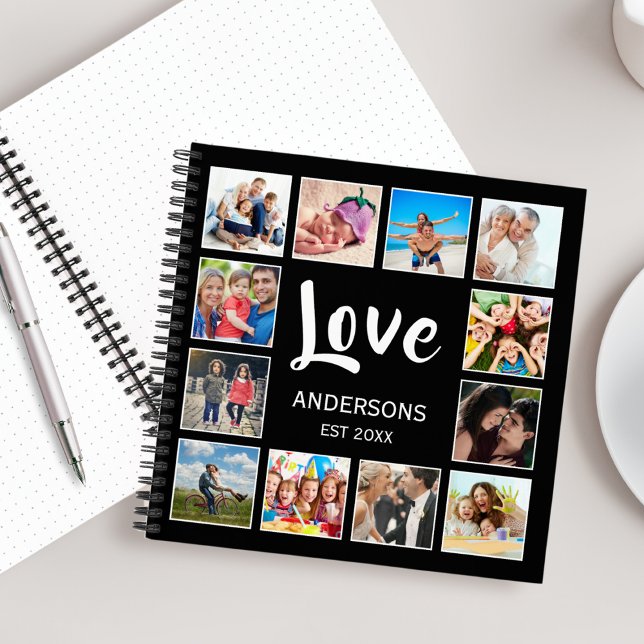 Custom Family Photo Collage Personalised Black Notebook (Creator Uploaded)