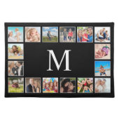 Custom Family Photo Collage Personalised Black Placemat (Front)