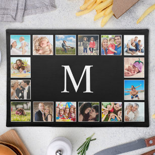 Custom Family Photo Collage Personalised Black Placemat