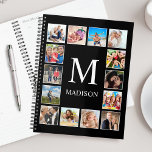Custom Family Photo Collage Personalised Black Planner<br><div class="desc">Create your own personalised 14 photo collage,  planner with your custom images on a simple modern black background. The planner face also features your monogram and name. Add your favourite photos,  designs or artworks to create something really unique.</div>