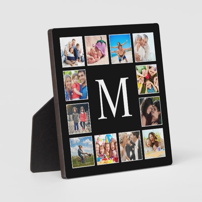 Custom Family Photo Collage Personalised Black Plaque (Front)